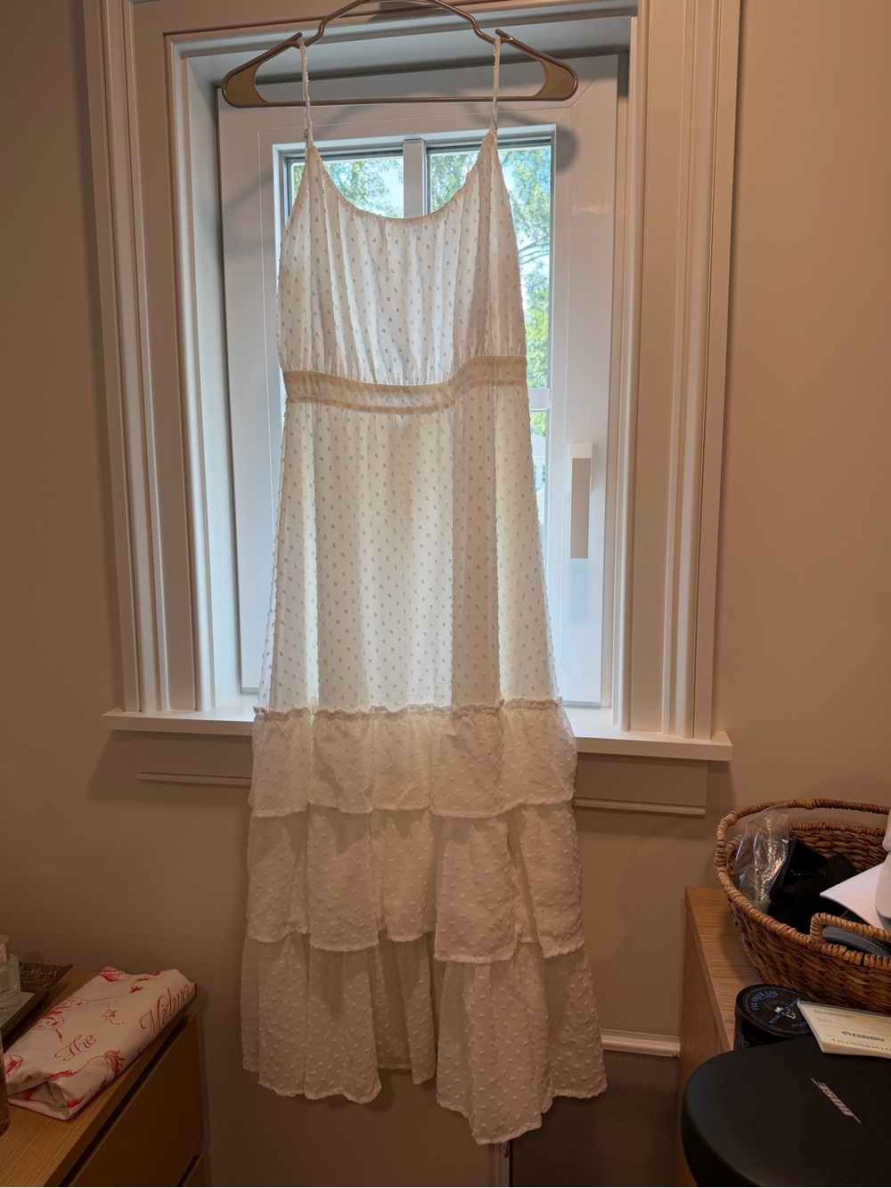 Lulu's White Swiss Dot Tiered Midi Dress